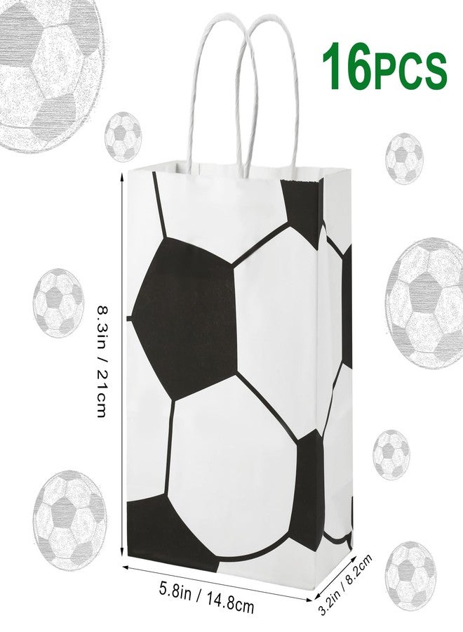 PEUTIER 16pcs Soccer Party Favor Paper Bags, Football Themed Party Gift Bags with Handles Soccer Goodie Bags Treat Candy Bags for Kids Adults Soccer Party Supplies (Style 2) - Image 2